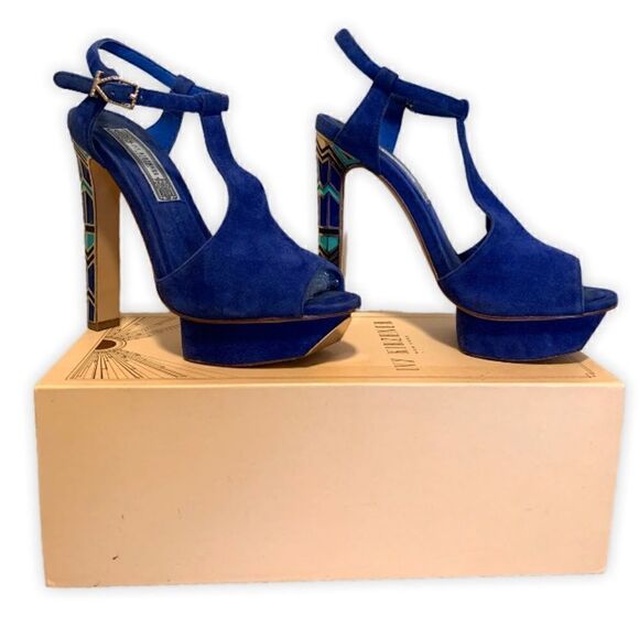 Ivy Kirzhner Cobalt Blue Block Heel 7.5 - Picture 1 of 11